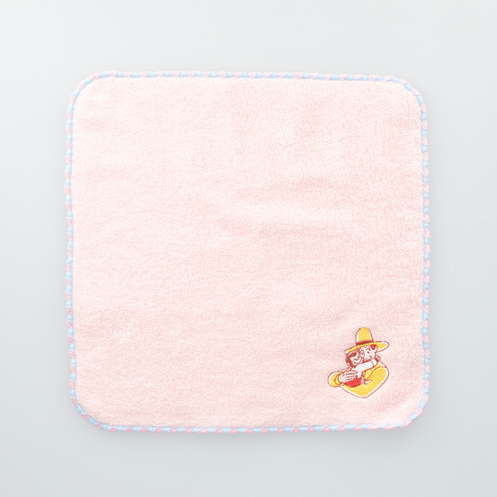 キュリアスジョージキッチン 刺繍入り今治ハンドタオル ハグ（ピンク
